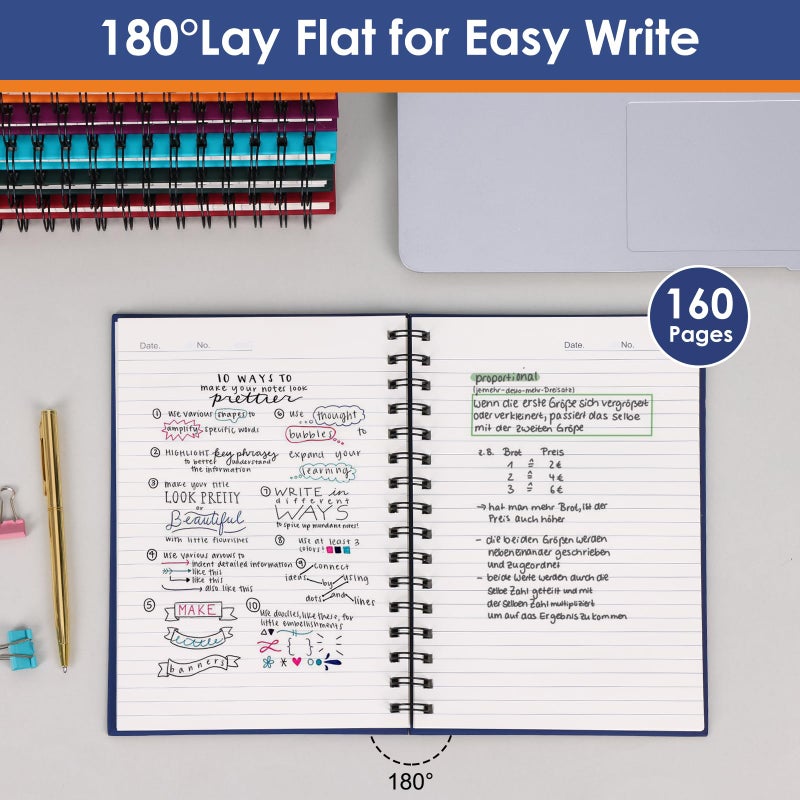 LABUK 8pcs Hardcover Spiral Notebook, A5 Spiral Journals, 160 Pages College Ruled Thick Paper for Work, School and Gifts, Assorted Colors, 5.5x8.5in - Image 3