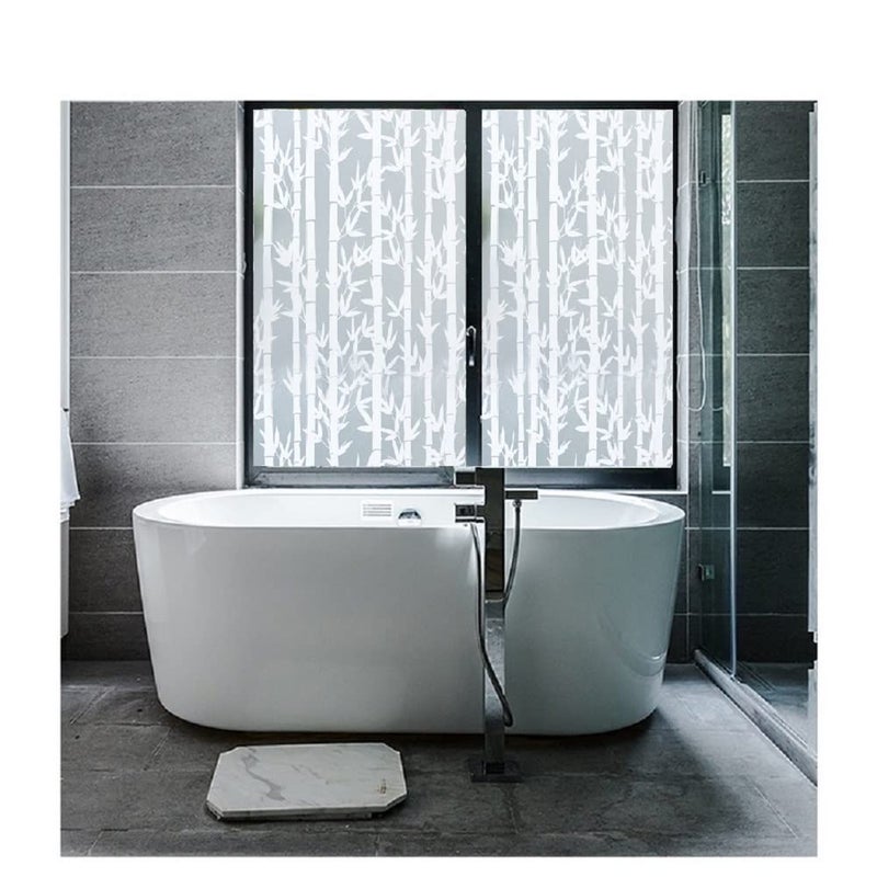 STICKSTUFF STICKSTUFF Premium Window Films Privacy Film Self Ahesive Decorative Film for Bathroom Door Window Heat Control Anti UV White Bamboo 12x150 Inch  - Image 5