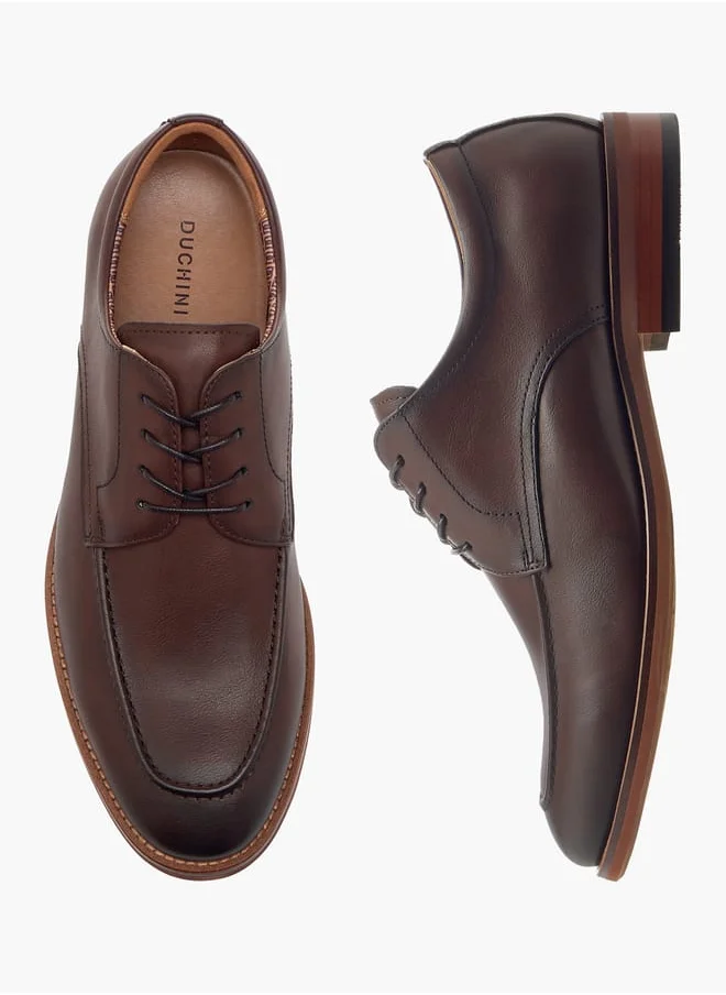 DUCHINI Men's Solid Derby Shoes with Lace-Up Closure