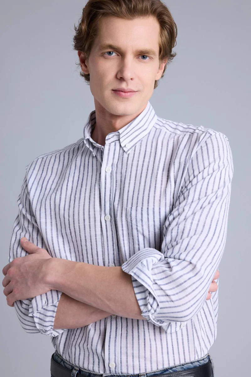 DeFacto Regular Fit Polo Shirt Long Sleeve Shirt