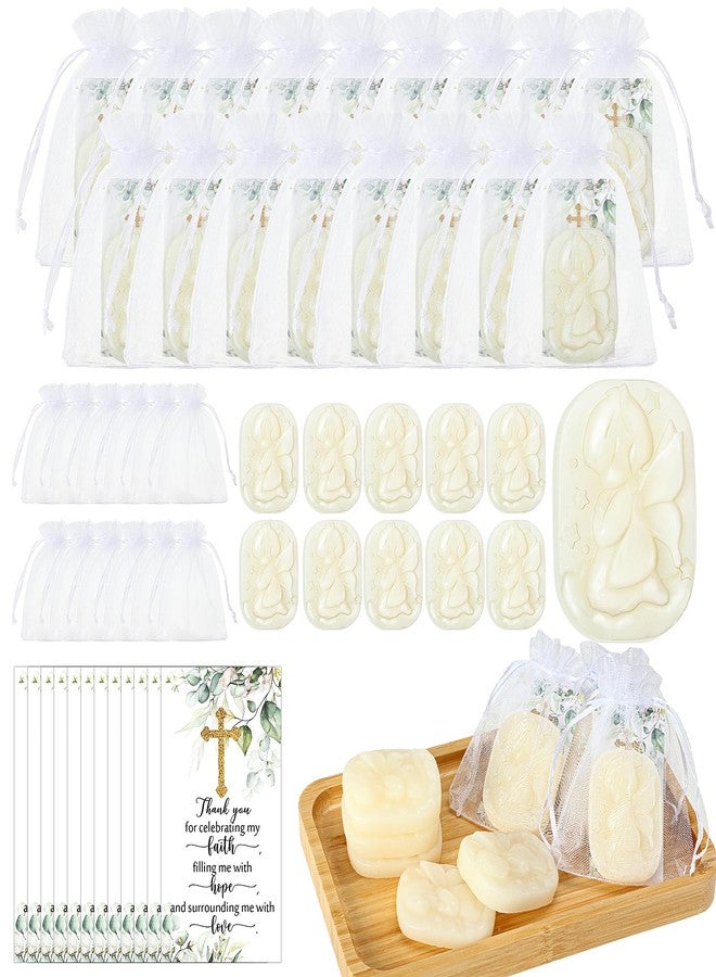 Heigble 50 Sets Baptism Party Favors for Guests Baptism Soap Bulk Angel Shaped Soap with Thank You Gift Tags and Organza Bags for Religious Christian Christening Communion Wedding Bridal Baby Shower - Image 1