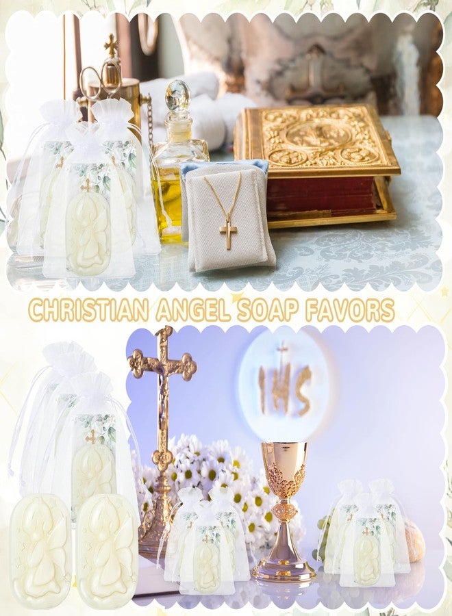 Heigble 50 Sets Baptism Party Favors for Guests Baptism Soap Bulk Angel Shaped Soap with Thank You Gift Tags and Organza Bags for Religious Christian Christening Communion Wedding Bridal Baby Shower - Image 5