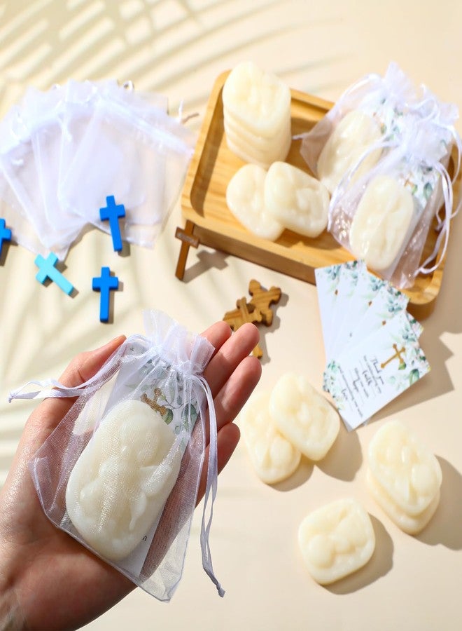 Heigble 50 Sets Baptism Party Favors for Guests Baptism Soap Bulk Angel Shaped Soap with Thank You Gift Tags and Organza Bags for Religious Christian Christening Communion Wedding Bridal Baby Shower - Image 3