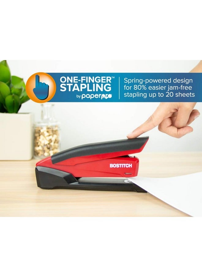 PaperPro Bostitch Office Executive 3 In 1 Stapler, Includes 210 Staples And Integrated Staple Remover, One Finger Stapling, No Effort, 20 Sheet Capacity, Spring Powered Stapler, Red  - Image 2