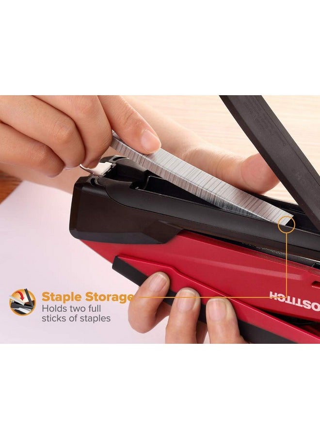 PaperPro Bostitch Office Executive 3 In 1 Stapler, Includes 210 Staples And Integrated Staple Remover, One Finger Stapling, No Effort, 20 Sheet Capacity, Spring Powered Stapler, Red  - Image 3