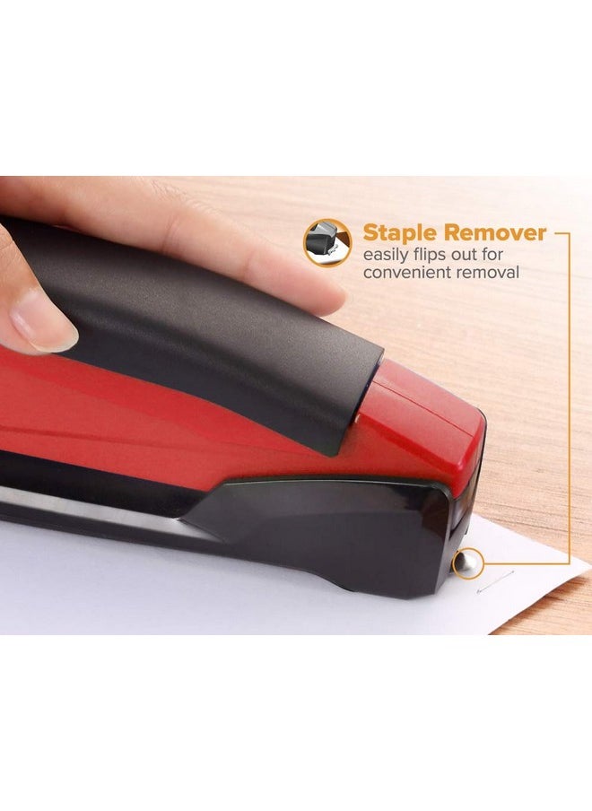 PaperPro Bostitch Office Executive 3 In 1 Stapler, Includes 210 Staples And Integrated Staple Remover, One Finger Stapling, No Effort, 20 Sheet Capacity, Spring Powered Stapler, Red  - Image 5