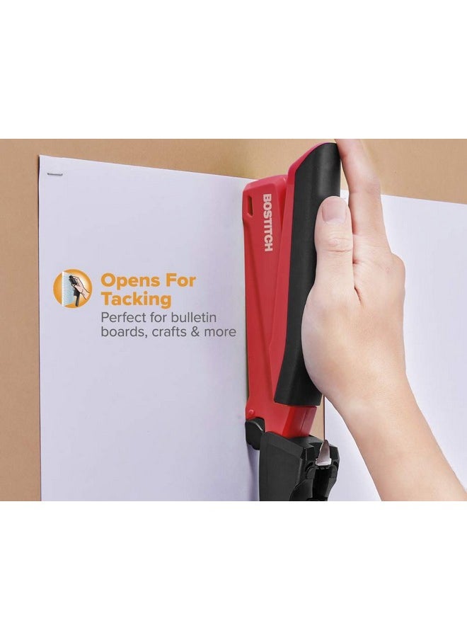 PaperPro Bostitch Office Executive 3 In 1 Stapler, Includes 210 Staples And Integrated Staple Remover, One Finger Stapling, No Effort, 20 Sheet Capacity, Spring Powered Stapler, Red  - Image 4