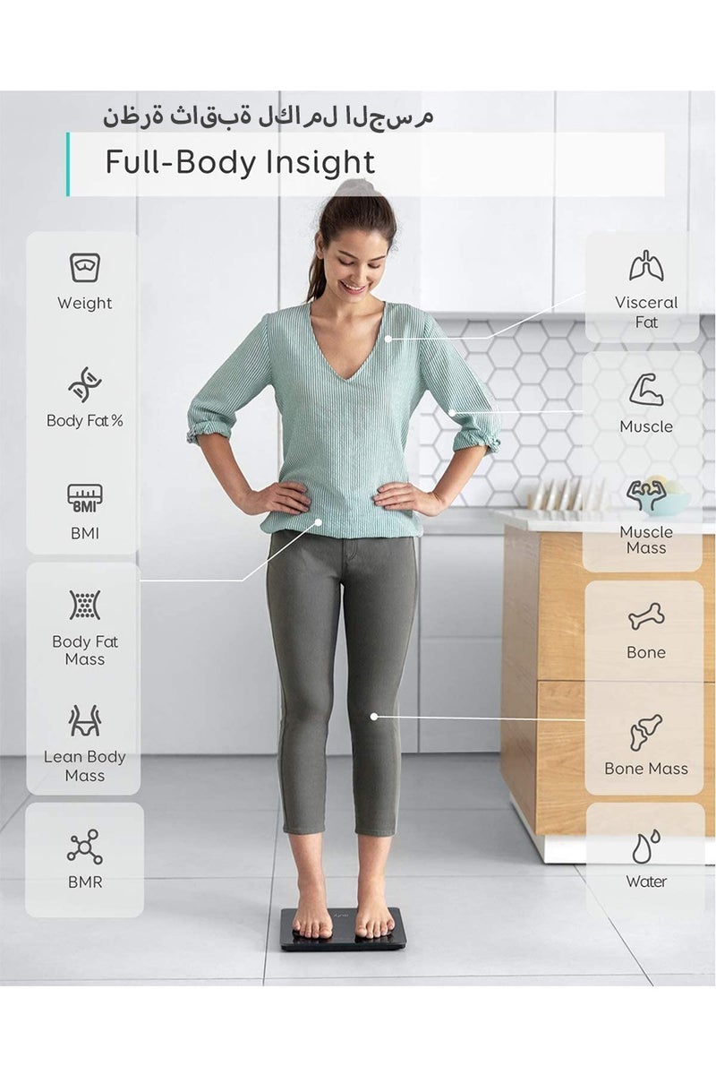 ديبتر مقياس رقمي لمراقبة دهون الجسم يعمل بالبلوتوث لميزان الحمام لقياس الوزن ومؤشر كتلة الجسم والدهون في الجسم ميزان المطبخ محلل تكوين الجسم (أسود) - Image 3
