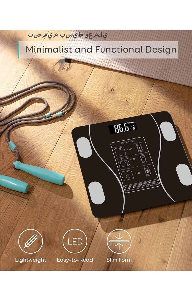 ديبتر مقياس رقمي لمراقبة دهون الجسم يعمل بالبلوتوث لميزان الحمام لقياس الوزن ومؤشر كتلة الجسم والدهون في الجسم ميزان المطبخ محلل تكوين الجسم (أسود) - Image 4