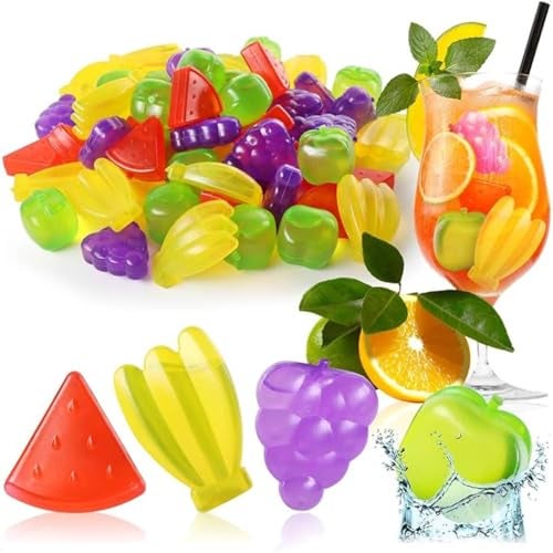 Prostuff.in® Fruit Shape Water-Filled Reusable Ice Cubes Washable & Durable Silicone Mould Cooling Ice Cube for Home & Restaurant Chilled Fridge Drinks,Whiskey, Multicolor Pack of 24 Pcs - Image 2