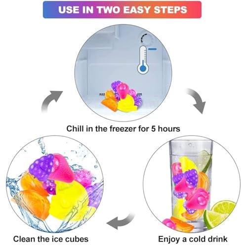 Prostuff.in® Fruit Shape Water-Filled Reusable Ice Cubes Washable & Durable Silicone Mould Cooling Ice Cube for Home & Restaurant Chilled Fridge Drinks,Whiskey, Multicolor Pack of 24 Pcs - Image 4