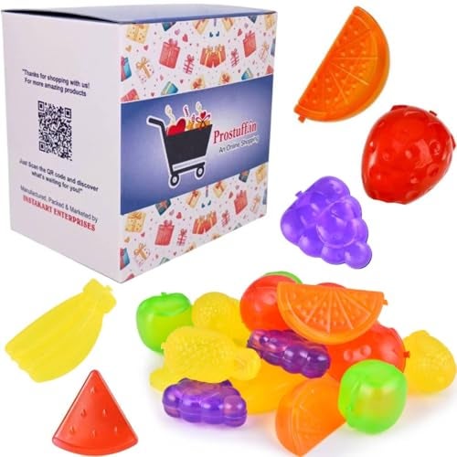 Prostuff.in® Fruit Shape Water-Filled Reusable Ice Cubes Washable & Durable Silicone Mould Cooling Ice Cube for Home & Restaurant Chilled Fridge Drinks,Whiskey, Multicolor Pack of 24 Pcs - Image 1