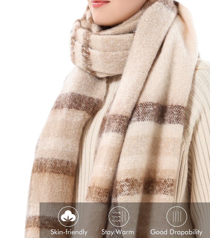 Double Couple Vintage Scarfs for Women Winter Warm Shawls and Large Scarves Cold Weather Thick Cashmere Scarfs Colorful Plaid - Image 3