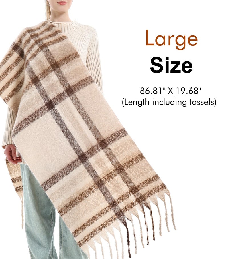 Double Couple Vintage Scarfs for Women Winter Warm Shawls and Large Scarves Cold Weather Thick Cashmere Scarfs Colorful Plaid - Image 4