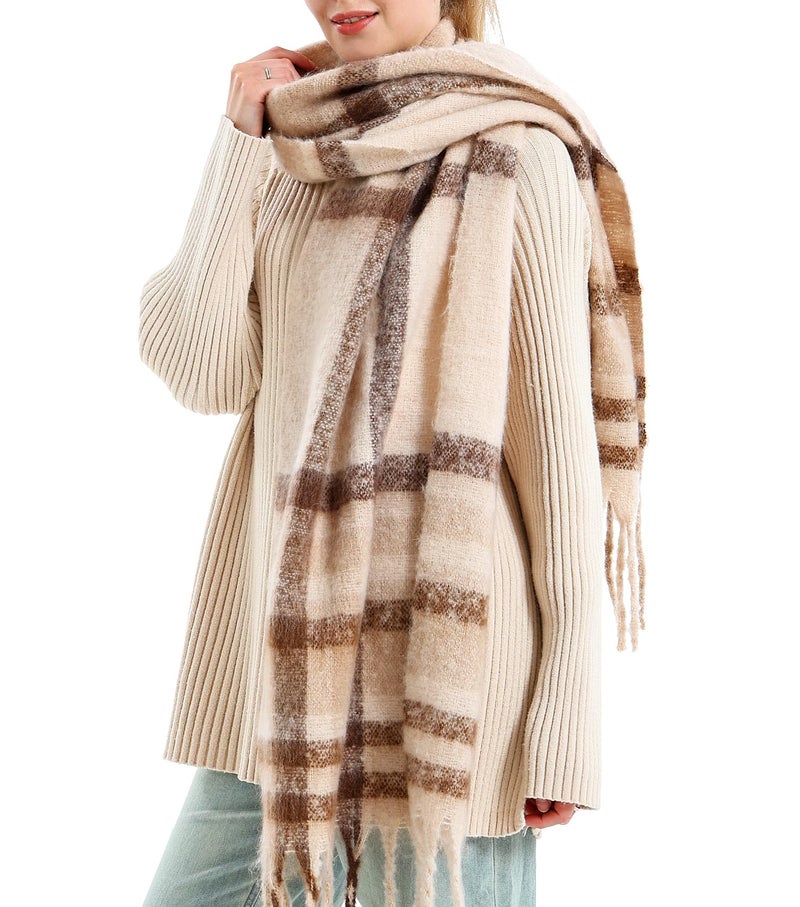 Double Couple Vintage Scarfs for Women Winter Warm Shawls and Large Scarves Cold Weather Thick Cashmere Scarfs Colorful Plaid - Image 1