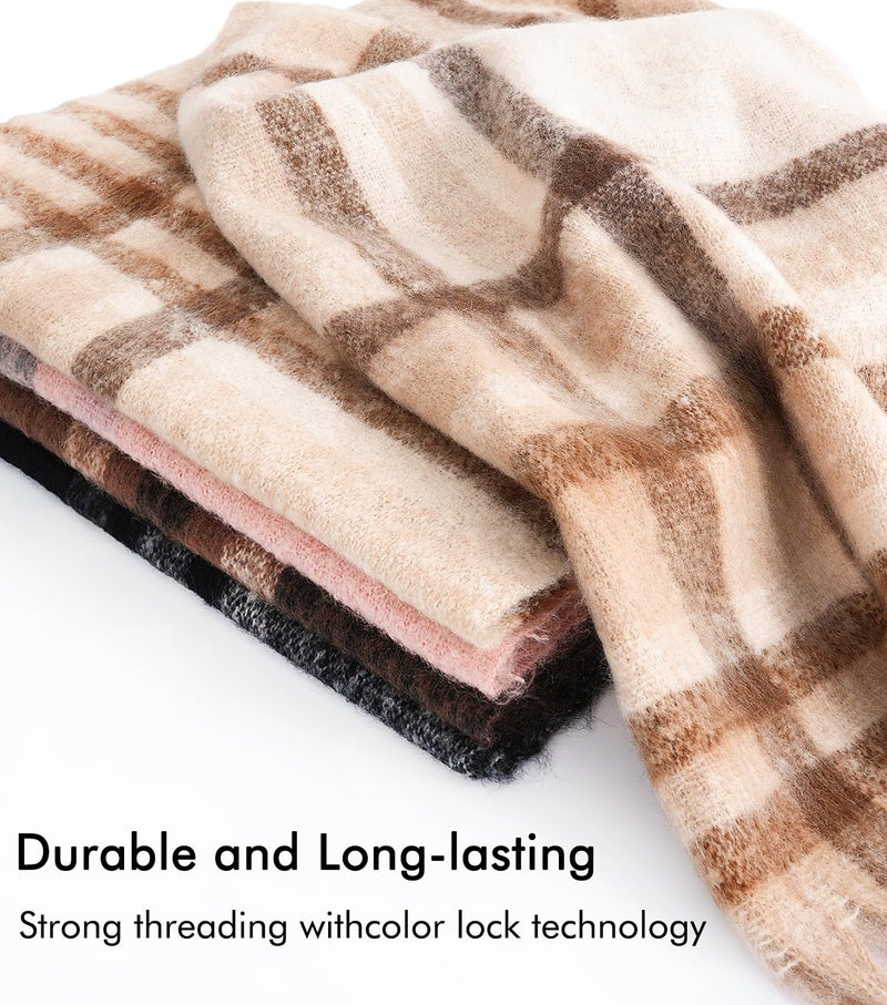 Double Couple Vintage Scarfs for Women Winter Warm Shawls and Large Scarves Cold Weather Thick Cashmere Scarfs Colorful Plaid - Image 5