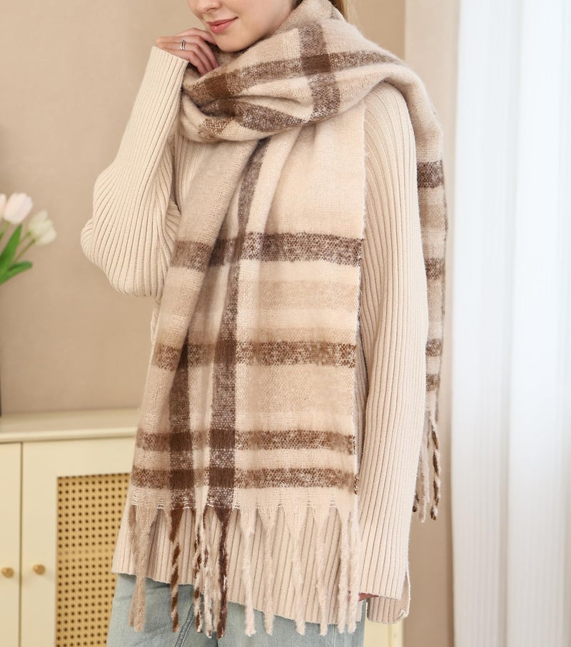 Double Couple Vintage Scarfs for Women Winter Warm Shawls and Large Scarves Cold Weather Thick Cashmere Scarfs Colorful Plaid - Image 2