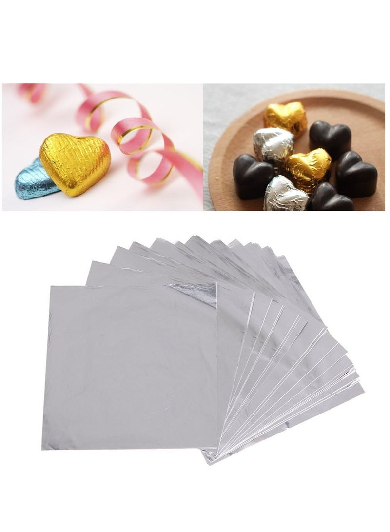 Aluminum Foils Paper Chocolate Candy Wrapping/Packing Sheets, Silver, 10*10CM, Pack of 100 - Image 2