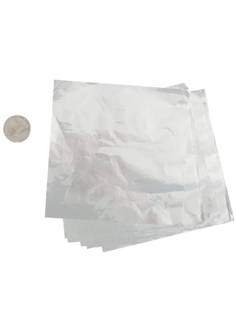 Aluminum Foils Paper Chocolate Candy Wrapping/Packing Sheets, Silver, 10*10CM, Pack of 100 - Image 3