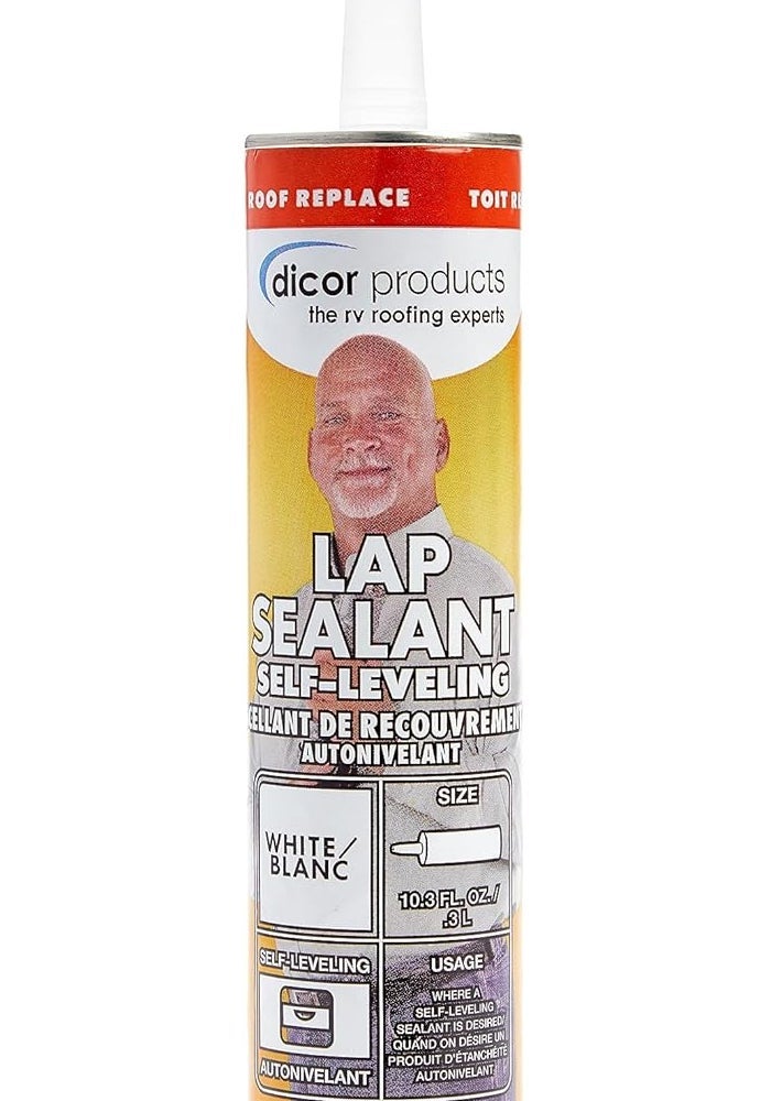Dicor 501LSW-1 HAPS-Free Self-Leveling Lap Sealant - 10.3 Oz, White for RV Roofing and Maintenance - Image 1