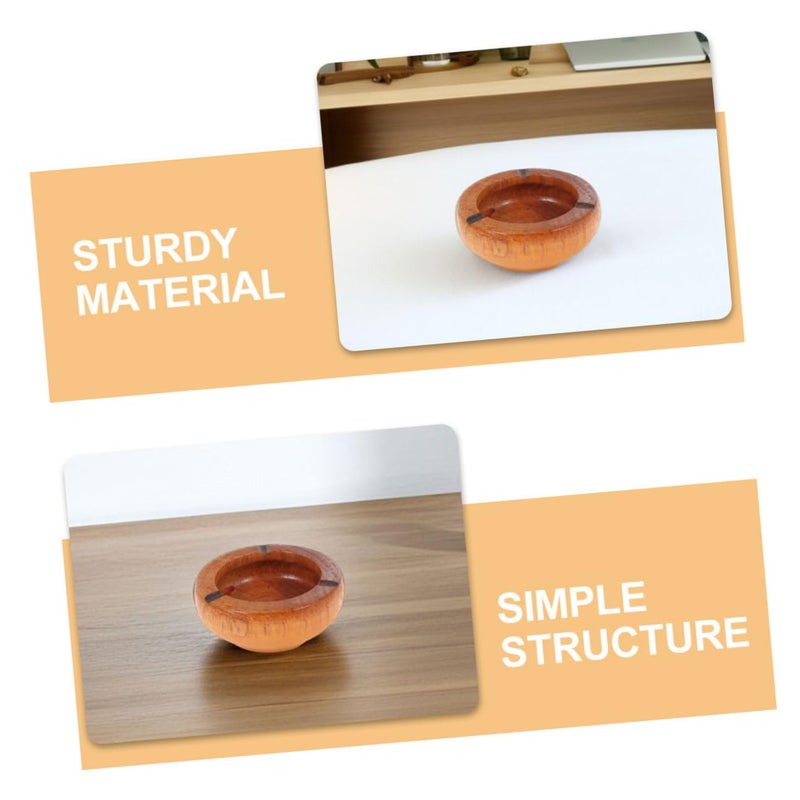 Vintage Wooden Ashtray Set of 2 Round Indoor Cigarette Ash Holder 10x3 5cm Home Office - Image 4