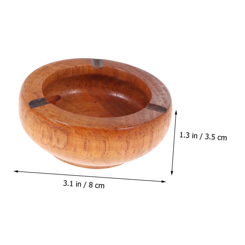 Vintage Wooden Ashtray Set of 2 Round Indoor Cigarette Ash Holder 10x3 5cm Home Office - Image 3