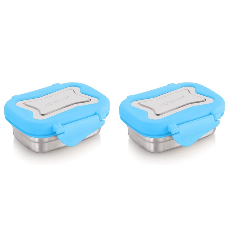 STEELLOCK Smart Stainless Steel Tiffin Lunch Box for Kids and Adults Airtight Leakproof Rectangle Tiffin Box for School Office with Steel Lid Blue 170ml 2pc - Image 1