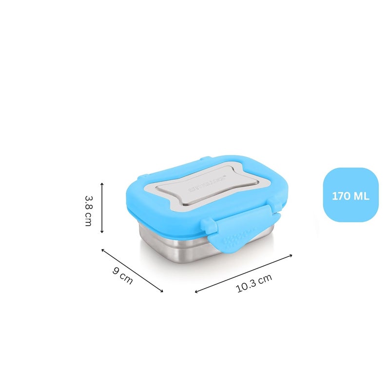 STEELLOCK Smart Stainless Steel Tiffin Lunch Box for Kids and Adults Airtight Leakproof Rectangle Tiffin Box for School Office with Steel Lid Blue 170ml 2pc - Image 5