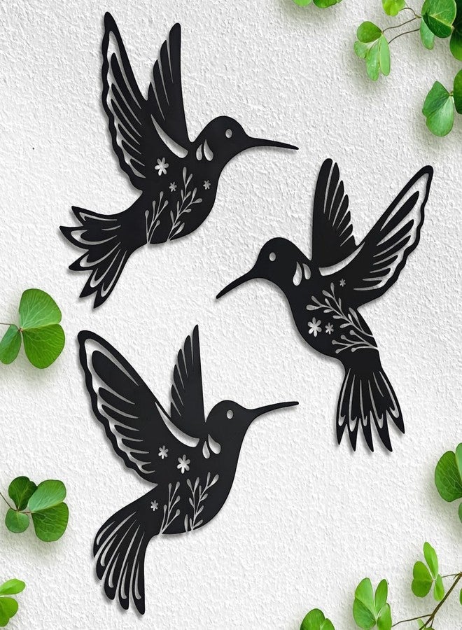 Daogtc Metal Hummingbird Wall Art Decor,Flower and Bird Natural Art Theme Decoration for Home Kitchen Patio Bedroom Living Room Bathroom(3 Pack) - Image 1