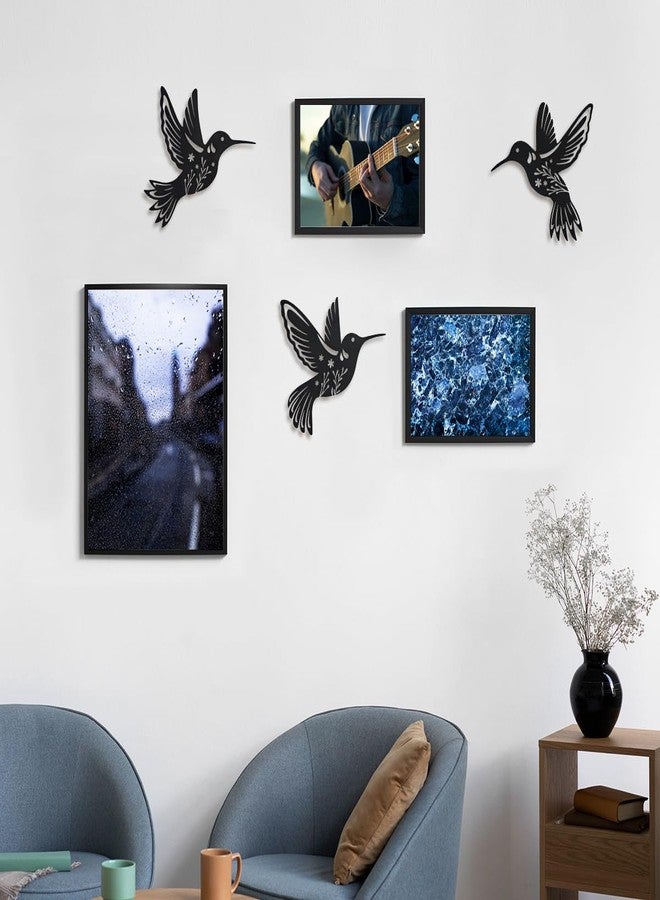 Daogtc Metal Hummingbird Wall Art Decor,Flower and Bird Natural Art Theme Decoration for Home Kitchen Patio Bedroom Living Room Bathroom(3 Pack) - Image 2