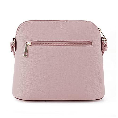 SG SUGU Lunar Lightweight Medium Dome Crossbody Bag Shoulder Bag with Double Tassels | Zipper Pocket | Adjustable Strap|Blush - Image 2