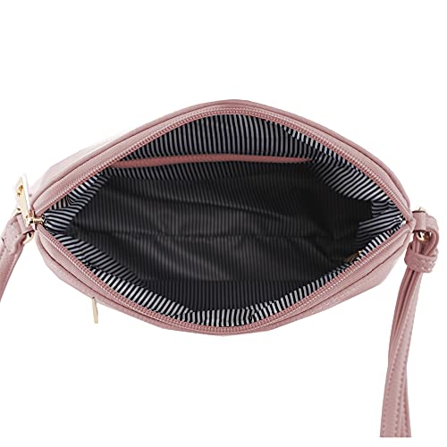 SG SUGU Lunar Lightweight Medium Dome Crossbody Bag Shoulder Bag with Double Tassels | Zipper Pocket | Adjustable Strap|Blush - Image 5