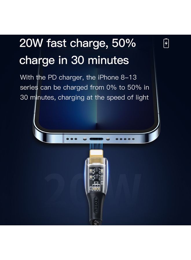 TOTU BPD-010 Exploer Series USB-C / Type-C to 8 Pin PD Fast Charging Data Cable,length：1.2m(Black) - Image 3