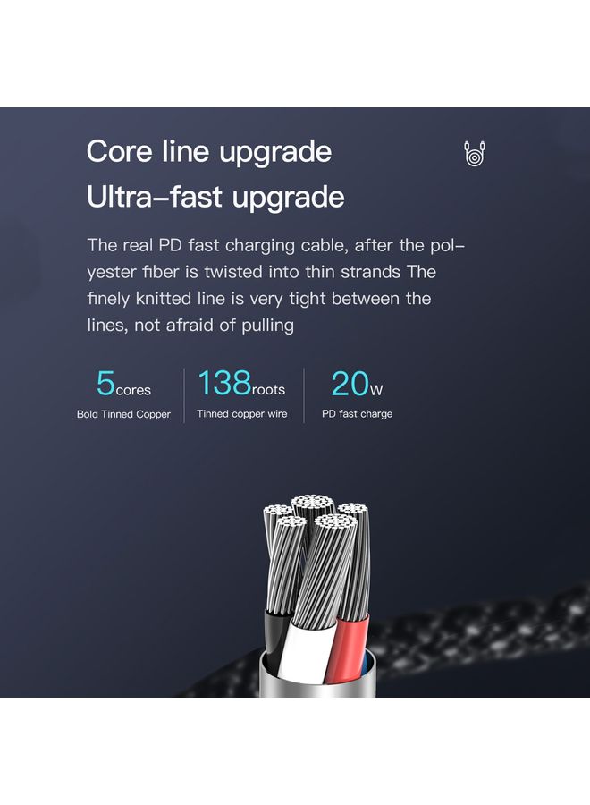 TOTU BPD-010 Exploer Series USB-C / Type-C to 8 Pin PD Fast Charging Data Cable,length：1.2m(Black) - Image 5