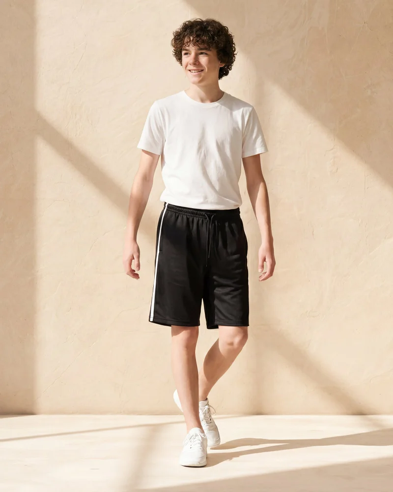 Redtag Senior Boys Black Active Shorts
