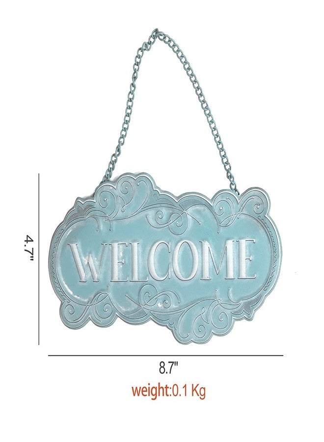ALL CHIC Metal Welcome Sign for Front Door Hanging welcome decor Welcome Door Sign Small Hanging Welcome Sign Door Decor Welcome Back Decorations Farmhouse Welcome Sign Decor Front Porch Weclome Sign - Image 2