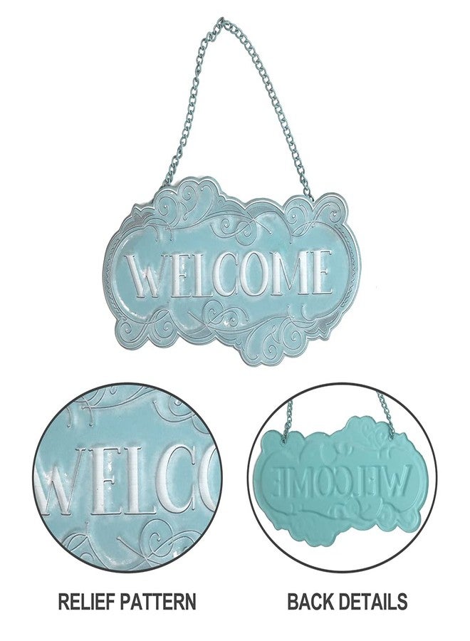 ALL CHIC Metal Welcome Sign for Front Door Hanging welcome decor Welcome Door Sign Small Hanging Welcome Sign Door Decor Welcome Back Decorations Farmhouse Welcome Sign Decor Front Porch Weclome Sign - Image 3