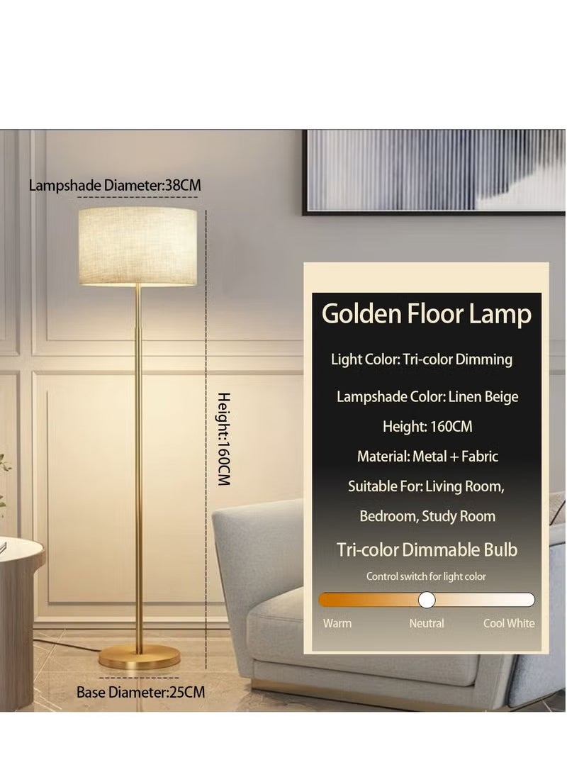 ضوء كامل مصباح أرضي ذهبي عصري بتحكم عن بعد، تعتيم تدريجي وضبط حرارة اللون، 12 واط LED، مقاس 160×38 سم، قاعدة ذهبية – لغرفة المعيشة، النوم، والمكتب  - Image 5