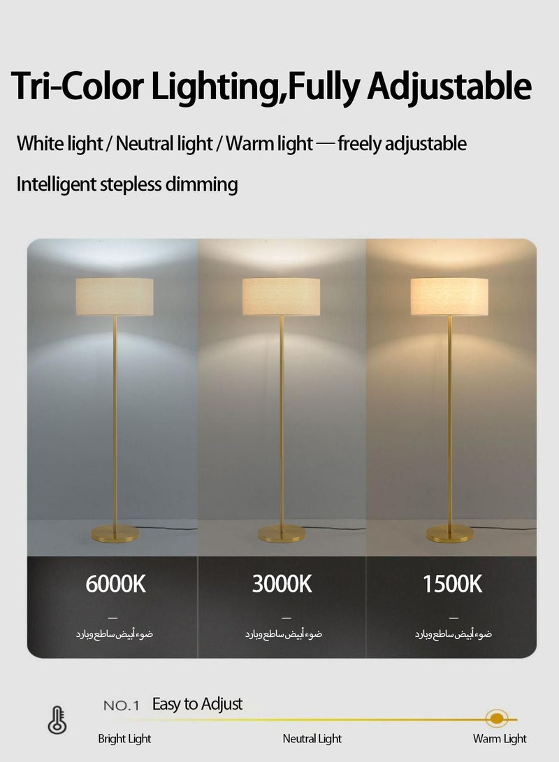 Fullight Modern Gold Floor Lamp with Remote & App Control, Stepless Dimming & Color Temperature, 12W LED, Marble Base, 160×38 cm, for Living Room, Bedroom, Office - Image 4