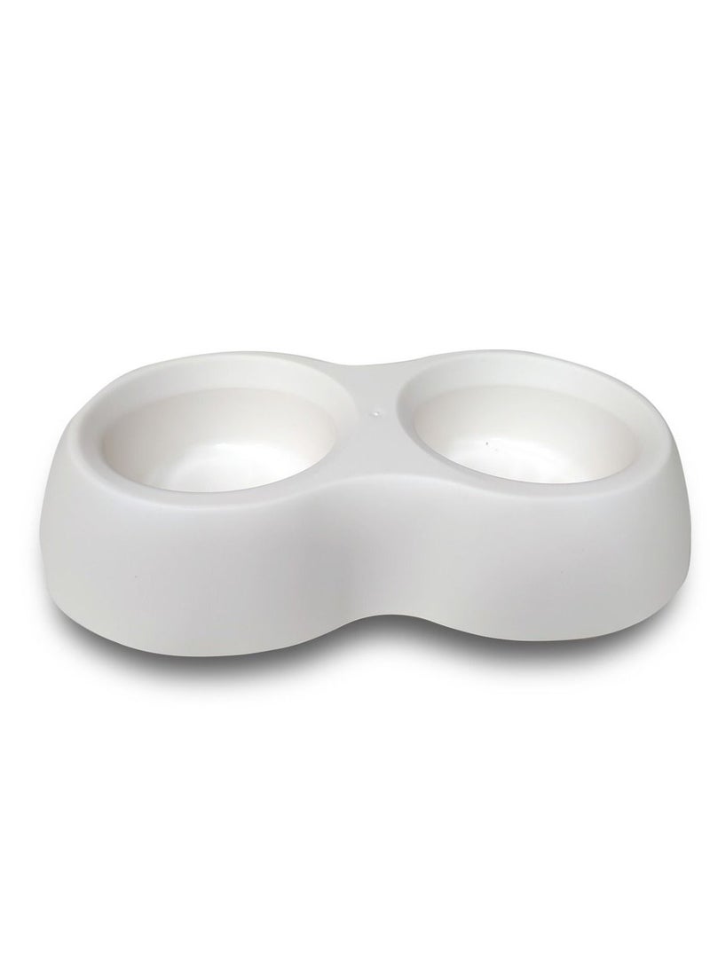 MP Bergamo - Dora Double Pet Feeding Water And Food Bowl 0.3L+0.3L White - Image 1
