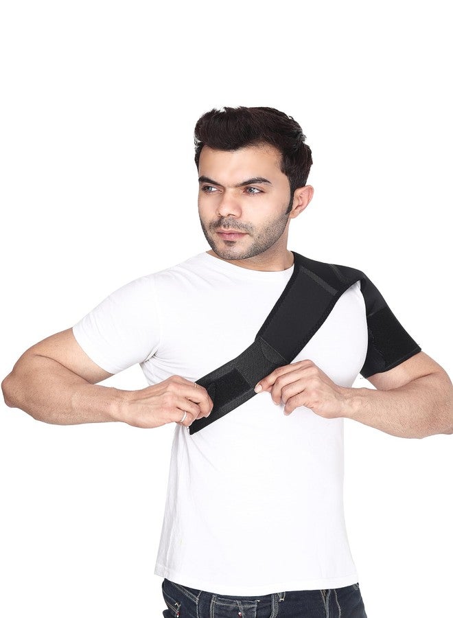 OPOFOX Premium Shoulder Support Brace For men and women With Adjustable Stretch Strap Wrap Belt For Rotator Cuff, Arthritis, Dislocated AC Joint, Labrum Tear, Shoulder Pain -Universal Size - Image 4