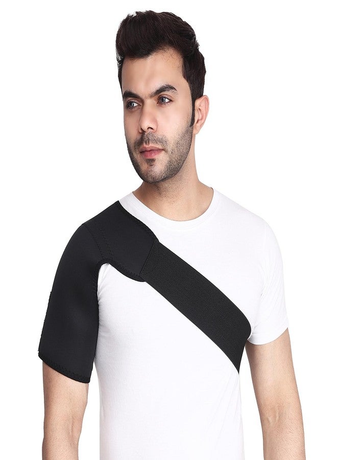 OPOFOX Premium Shoulder Support Brace For men and women With Adjustable Stretch Strap Wrap Belt For Rotator Cuff, Arthritis, Dislocated AC Joint, Labrum Tear, Shoulder Pain -Universal Size - Image 1