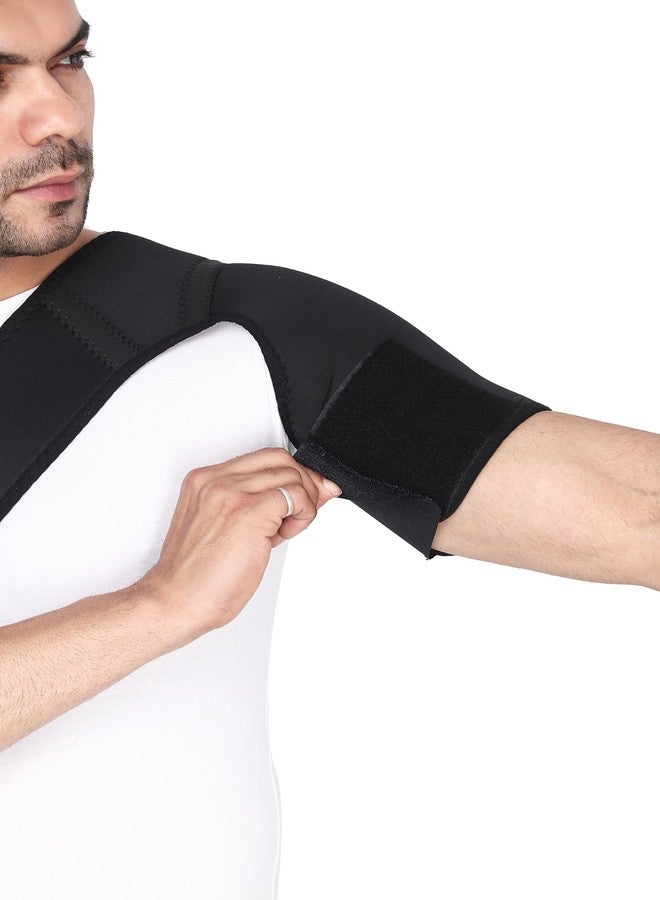 OPOFOX Premium Shoulder Support Brace For men and women With Adjustable Stretch Strap Wrap Belt For Rotator Cuff, Arthritis, Dislocated AC Joint, Labrum Tear, Shoulder Pain -Universal Size - Image 3