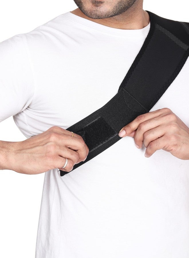 OPOFOX Premium Shoulder Support Brace For men and women With Adjustable Stretch Strap Wrap Belt For Rotator Cuff, Arthritis, Dislocated AC Joint, Labrum Tear, Shoulder Pain -Universal Size - Image 5