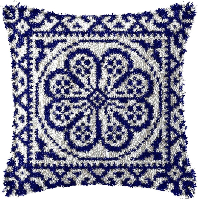 LAPATAIN Latch Hook Kits for DIY Throw Pillow Cover,Carpet Pattern Needlework Cushion Cover Hand Craft Crochet for Great Family 15.7X15.7inch - Image 1