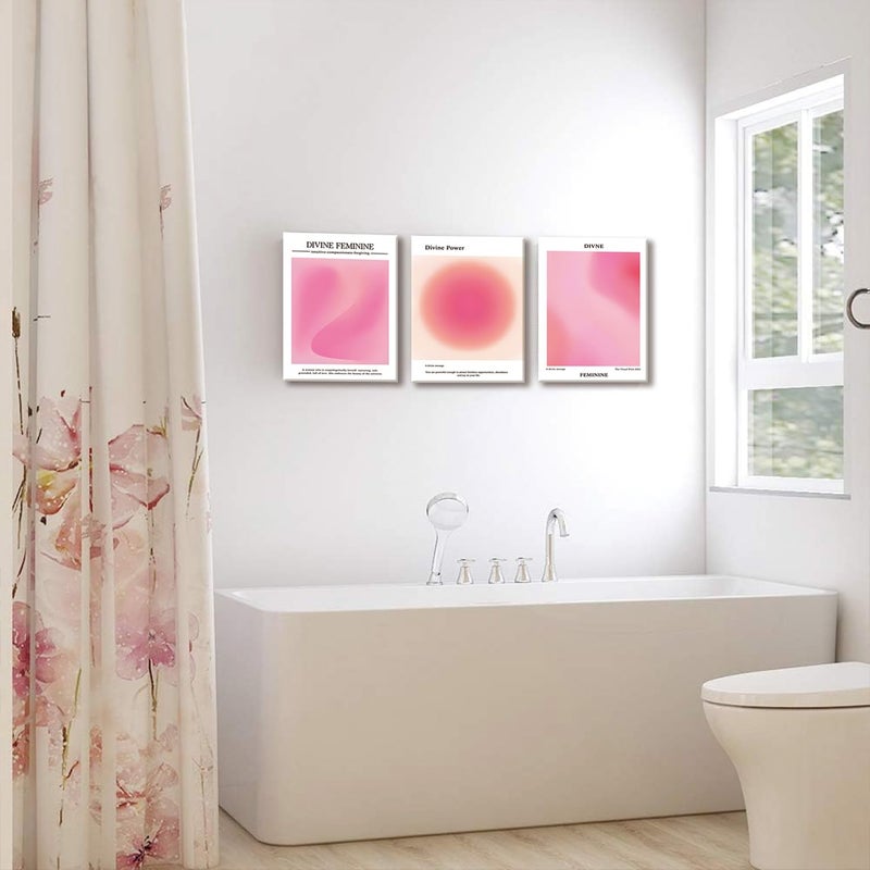 KISSFOX 3 Piece Canvas Wall Art Pink Wall Decor Aura Framed Art Divine Feminine Pictures Trendy Aesthetic Preppy Paintings For Apartment Dorm Women Girls Bedroom - Image 5