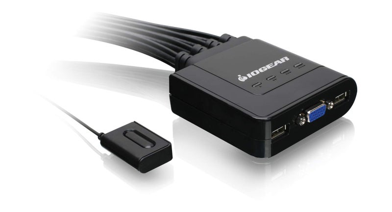 IOGEAR 4-Port USB KVM Switch with Cables and Remote GCS24U, Black - Image 1