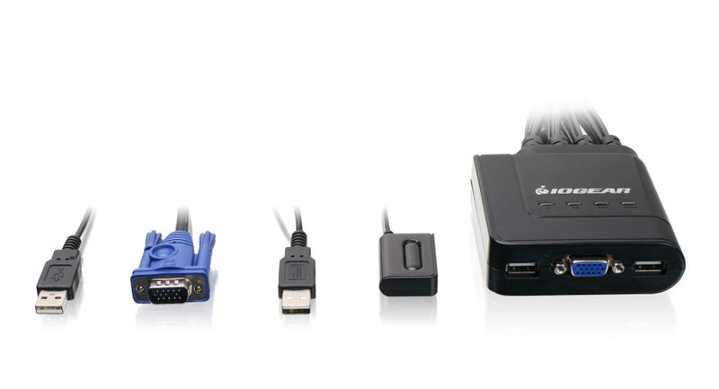 IOGEAR 4-Port USB KVM Switch with Cables and Remote GCS24U, Black - Image 2