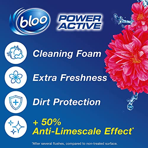 Bloo Solid Rim Block Power Active Flower | 4 in 1 Toilet Cleaner with Anti-Limescale, Cleaning Foam, Dirt Protection and Extra Freshness | Value Pack 3x50g - Image 4