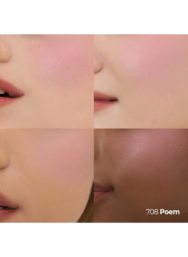 Laka Love Silk Blush, 5.7g/0.2oz, Radiant Powder Blush, Silky, Buildable Color with a Natural Glow, Long Lasting, Moisturizing Formula for a Fresh, Flushed Look, K-Beauty (#708 Poem) - Image 3
